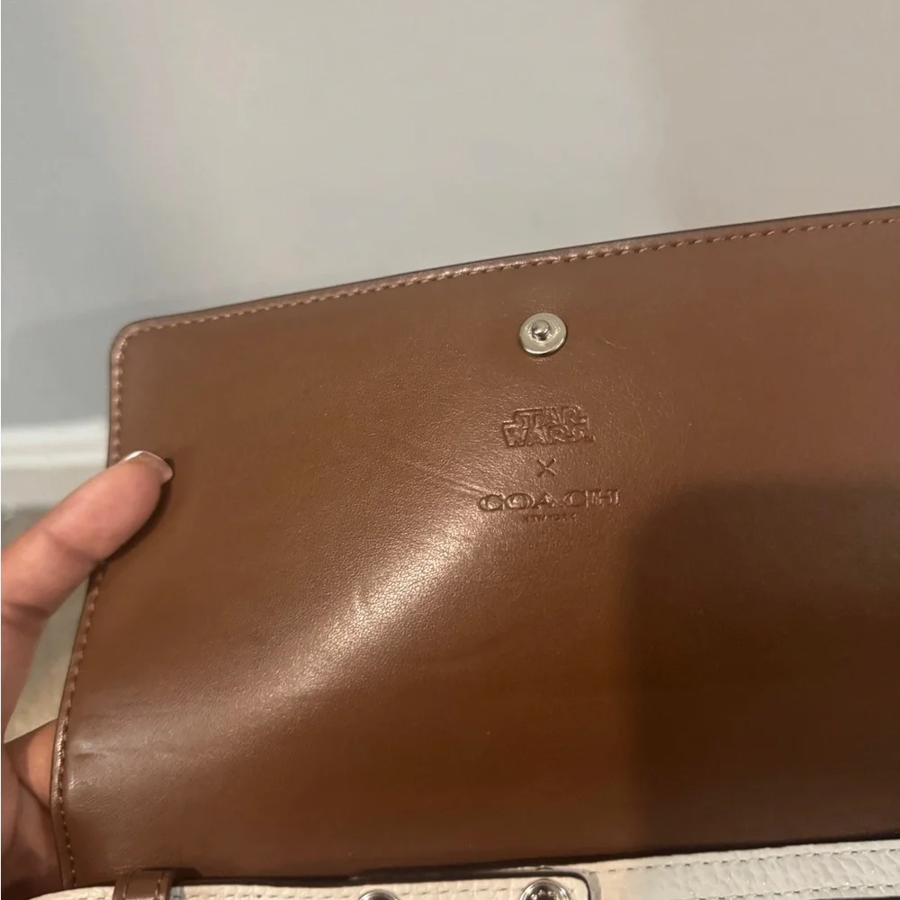 Coach Cream & Brown Crossbody Wallet with Character Print